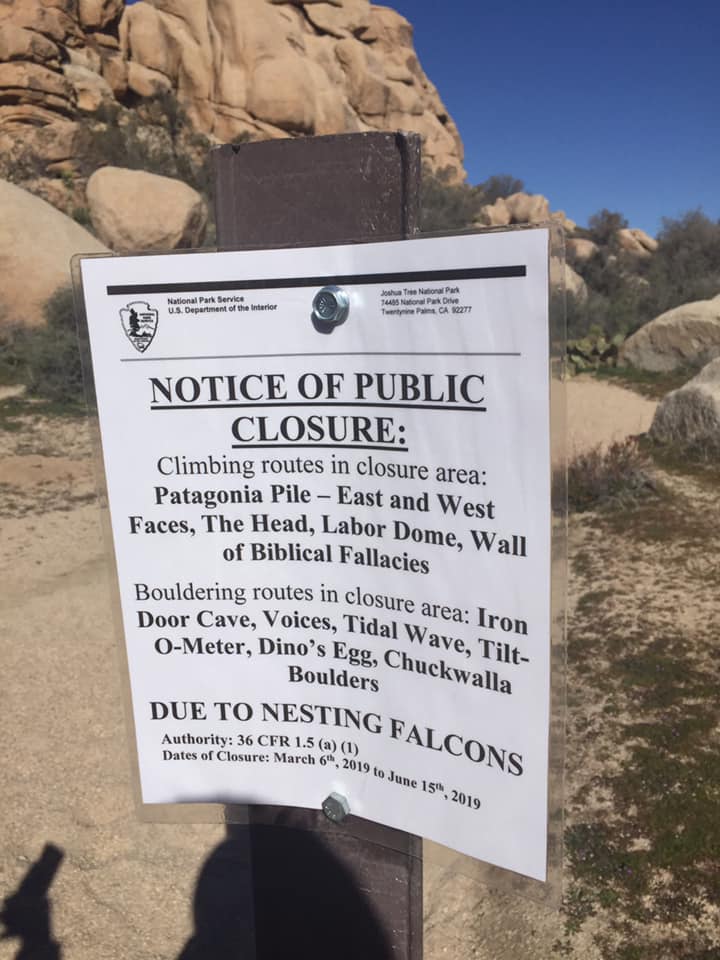 Raptor Closures in Effect Spring 2019